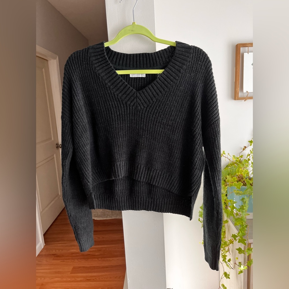 Buy 1 Get 50% Off FULL TILT Black Long Sleeve Cropped V-Neck Sweater